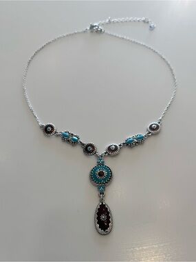 Vintage bohemian/southwestern-style pendant necklace manufactured by NRT